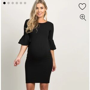 PinkBlush Black Fitted Ruffle Sleeve Maternity Dress - size small